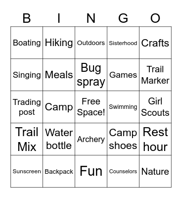 GS Camp Bingo Card