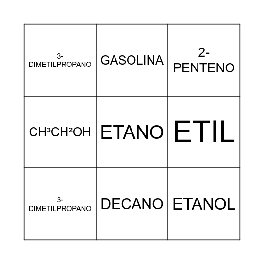 QUIMICA Bingo Card