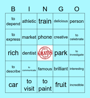 Los cognados (EN) Bingo Card