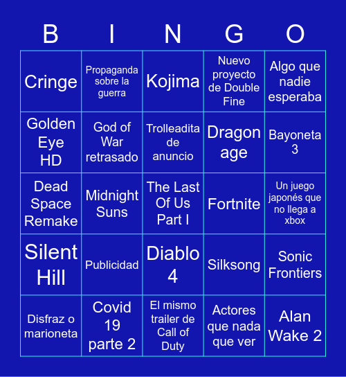 Summer Game Fest Bingo Card