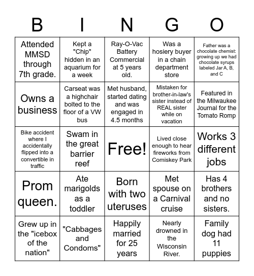 Health Services Bingo Card