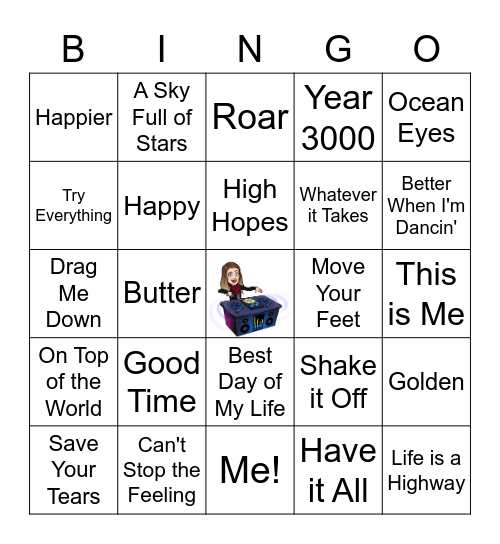 DJ Czekay's Pop Song Bingo Card