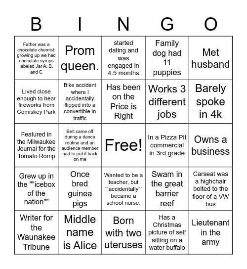 Health Services Bingo Card