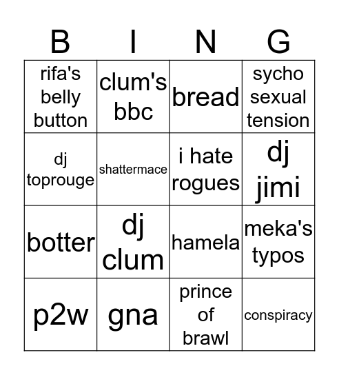 RoC Bingo Card