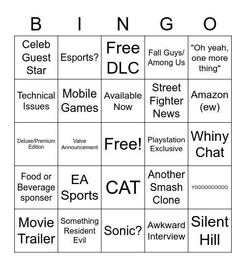 SUMMER GAME FEST 2022 Bingo Card