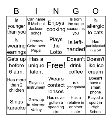 AAPAC Community Pot Luck Bingo Card