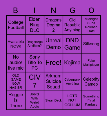 osu4fan/Summer Game Fest Bingo Card