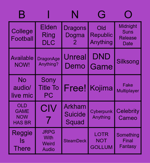 osu4fan/Summer Game Fest Bingo Card