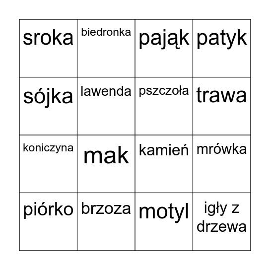 Znajdź mnie! Bingo Card