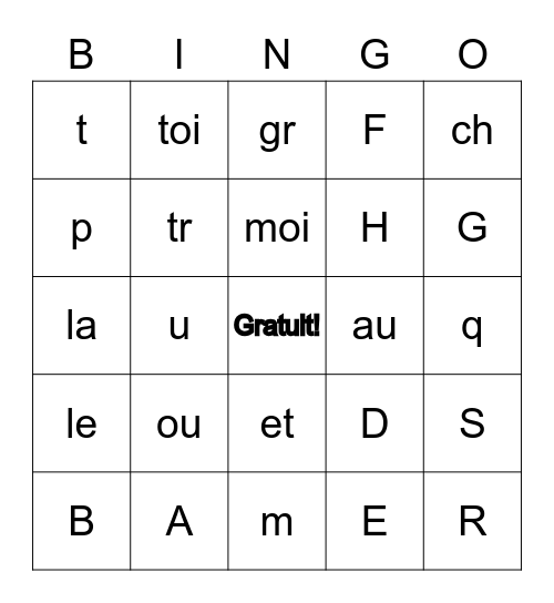 Les mots et les sons Bingo Card