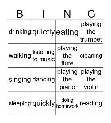 Things We Do Bingo Card