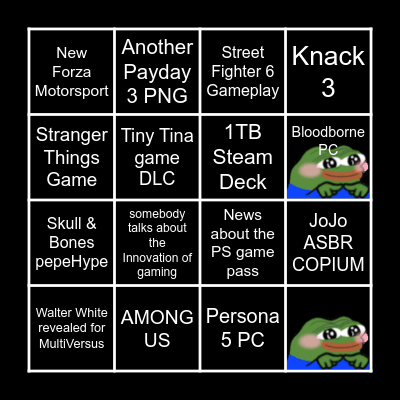 E3 Bingo Tingo Bingo Card