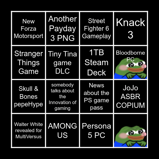 E3 Bingo Tingo Bingo Card