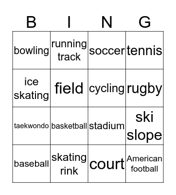 Sports Bingo Card