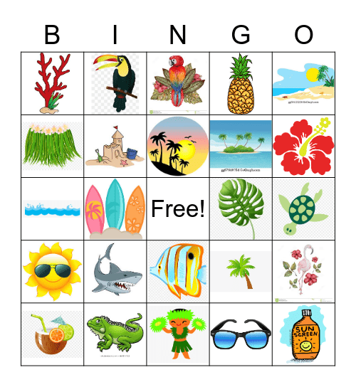 Tropical Bingo Card