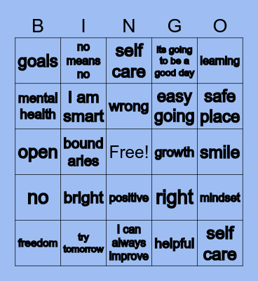 Positive mindset and learning to say no Bingo Card
