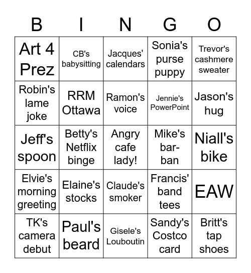 RRM Ottawa Bingo! Bingo Card