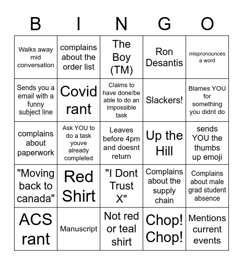 Untitled Bingo Card