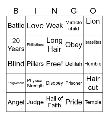 Samson Bingo Card