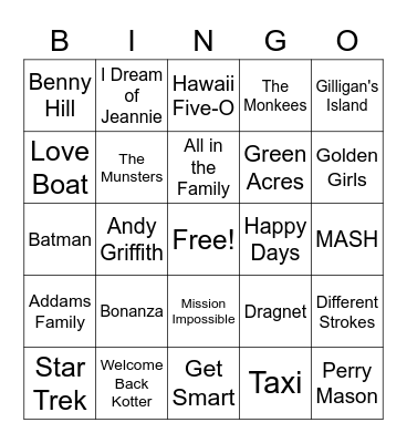 TV Theme Songs - Classics Bingo Card