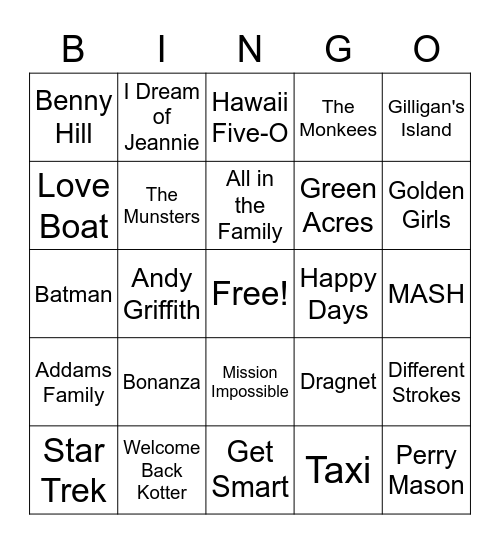 TV Theme Songs - Classics Bingo Card