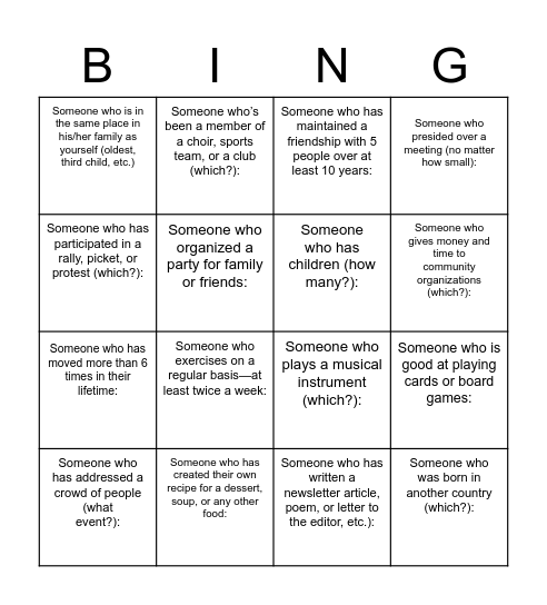 Leadership Bingo Card