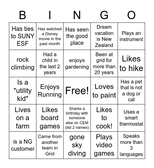 CEM Bingo Card