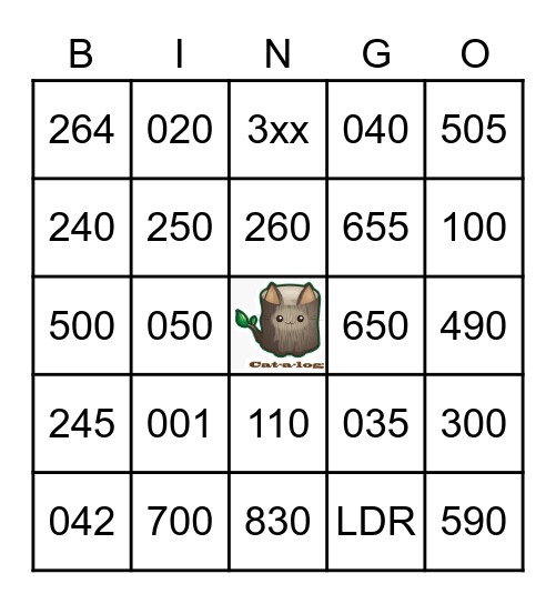 Catalog Bingo Card
