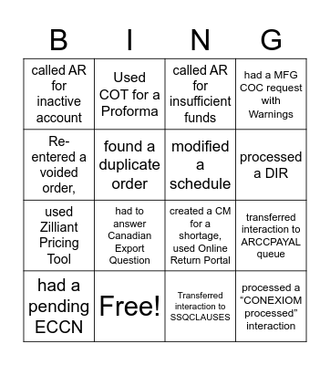 Untitled Bingo Card