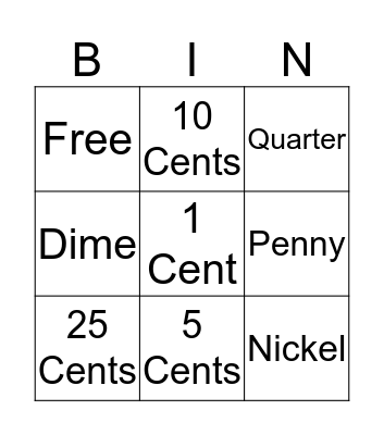 Money Bingo Card