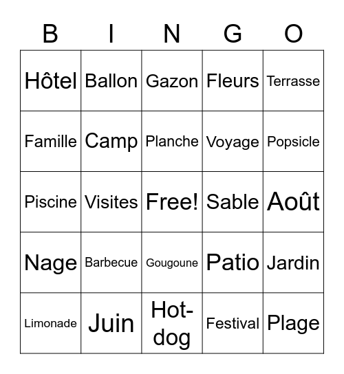 Bingo estival Bingo Card