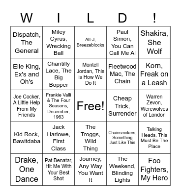 Wild Card Bingo Card