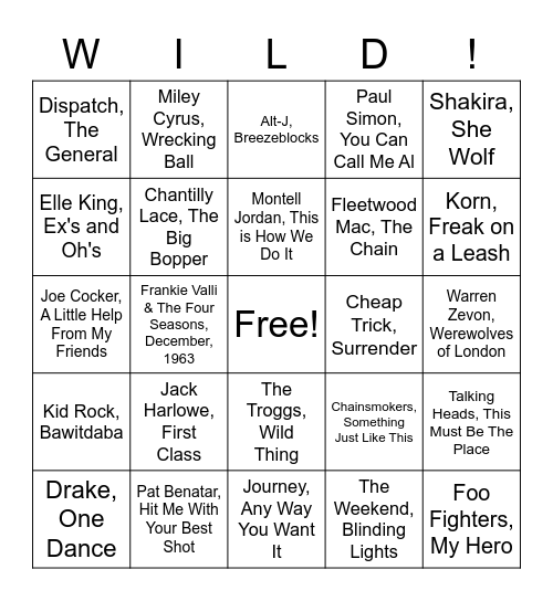 Wild Card Bingo Card