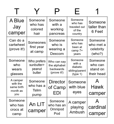 Get to Know Camp EDI!! Bingo Card