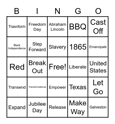Juneteenth Bingo Card
