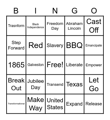 Juneteenth Bingo Card