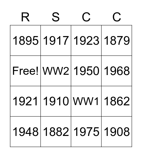 Navel History Bingo Card