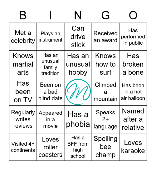 MPSS Bingo! Bingo Card
