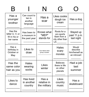 Icebreaker Bingo - Find Someone Who ... Bingo Card