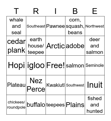 Tribe Bingo Card