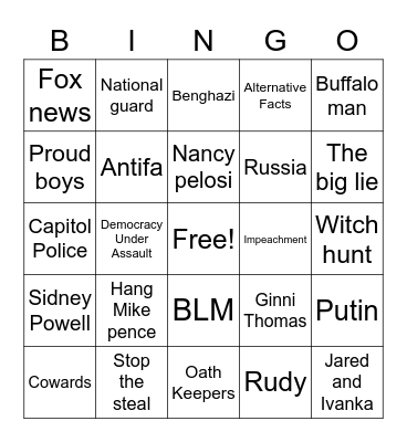 January 6th Bingo Card