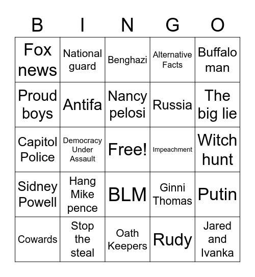 January 6th Bingo Card