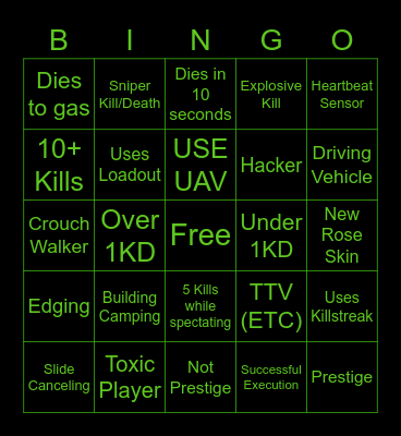 JareBears BINGO Card