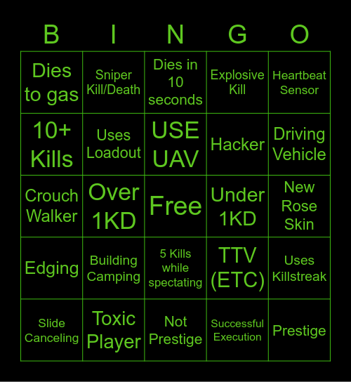 JareBears BINGO Card