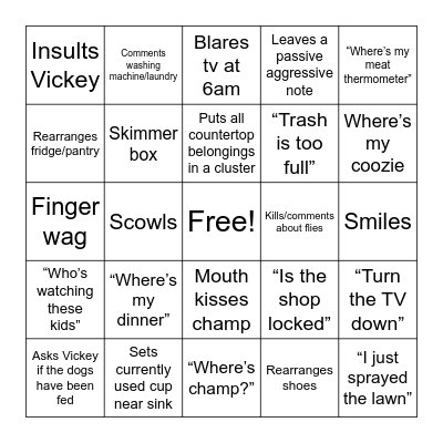 Jerry Simpson Bingo Card