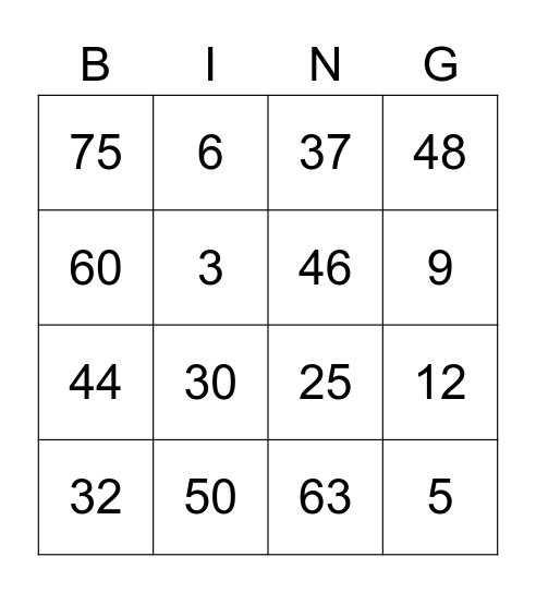 Fundamental Plus Bingo Card