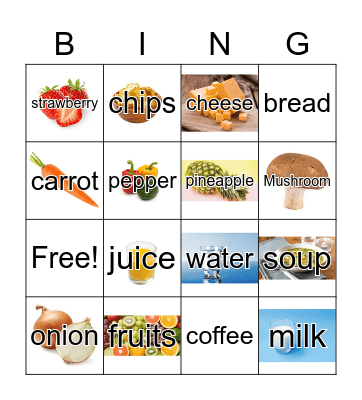 I want some/a/an _______. Bingo Card