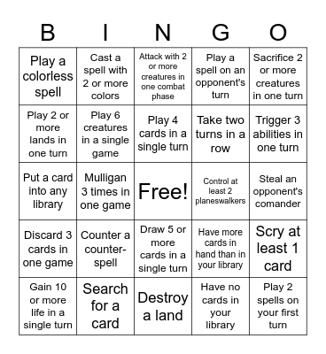 MTG Bingo Card
