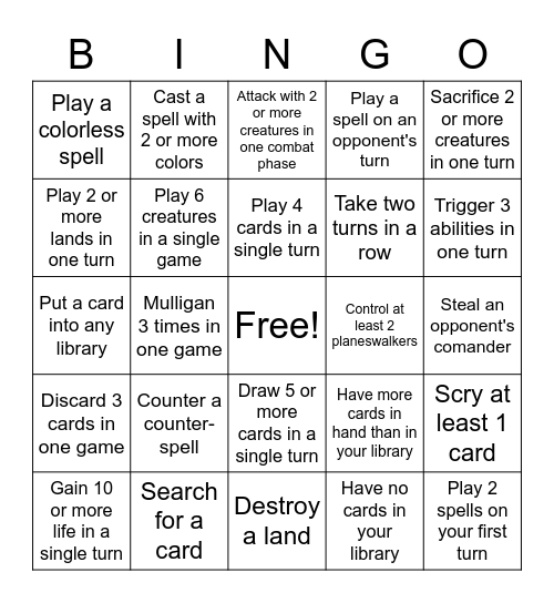 MTG Bingo Card