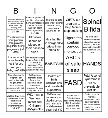Baby Shower BIngo Card